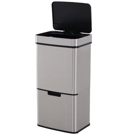 Nancy's Bozeman Prullenbak - Sensor Prullenbak - Afvalscheidingssysteem - 72 L - 3-Vaks - RVS - 42 x 30 x 81 cm - Zilver