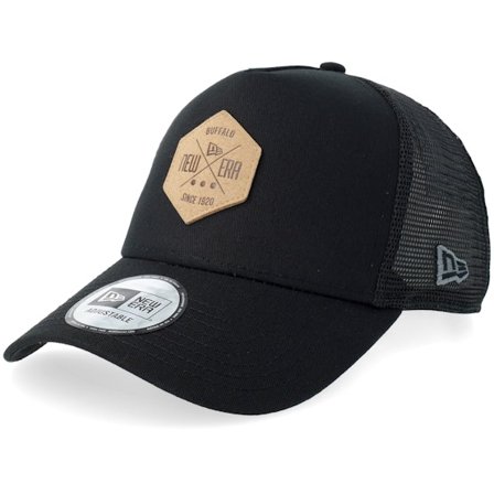 New Era - Svart trucker Keps - Heritage Patch 9FORTY Black A-Frame Trucker @ Hatstore