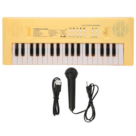 BF‐3738 Musikalsk Keyboard Elektrisk Klaver med 37 Tangenter til Begyndere Uddannelsesinstrument Gul