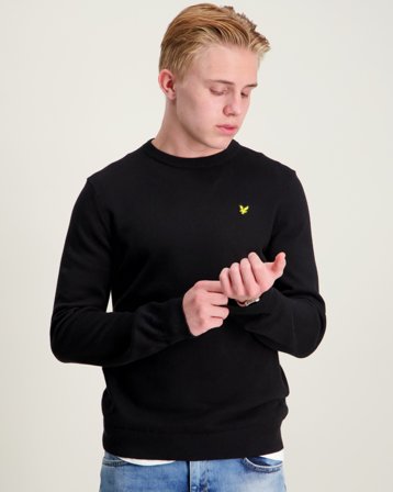 Lyle & Scott Cotton Crew Neck Jumper Zwart Truien Jongens - Kids Brand Store