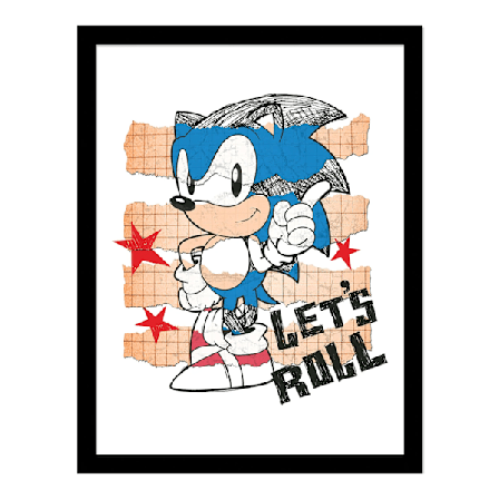 Sonic The Hedgehog Let ́s Roll 2 Inramad Poster 40cm x 30cm Multi