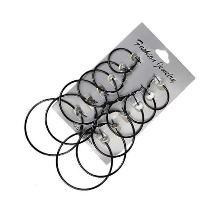 6 Par/Sæt Hoop Øreringe Dame Smykker med Sort/Hvid/Farverig Charm Cirkel Dingle Øreringe Runde Øreringe til Fest