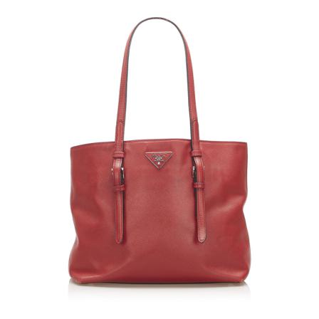 Prada Vintage Pre-owned Soft Saffiano Leather Tote Tas , Rood , Dames , Maat: ONE Size Vintage Tassen