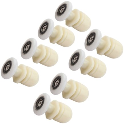 8 stk Holdbare Plast Dusjdør Rulleskinner Skyve Sporlager Baderom Glass For Erstatningsdeler (23mm) Hvit