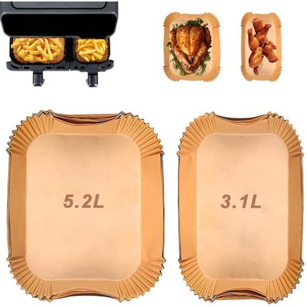 Bagepapir til Airfryer, Bagepapirsark, Egnet til Tefal Easy Fry 5.2L/3.1L, 120 Stykker, Airfryer Engangsbeholdere