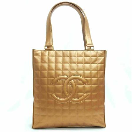 Chanel Vintage, Pre-owned Tote Bag Metallic Geel, Dames, Maat:ONE Size,leer