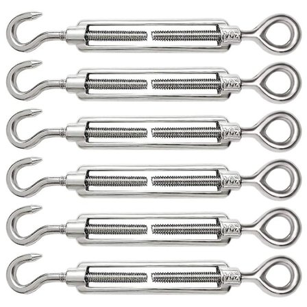 6 stk kabelstrammer M6 justerbar 304 rustfritt stål kabelstrammer krok og øye for vaierstrammer kabel ståltau strammere krok tilbehør
