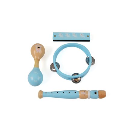 Musikset i trä för barn - blå