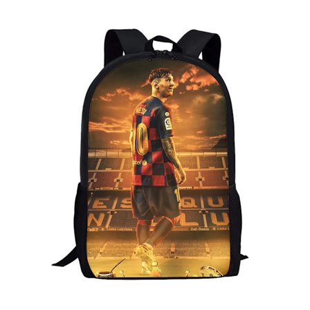 Messi Ryggsäck Fotbollsspelare Tonårspojkar Dragkedja Skolväska