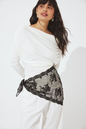 NA-KD Dreieckstuch mit Spitze - Schals & Tücher - Schwarz - One Size