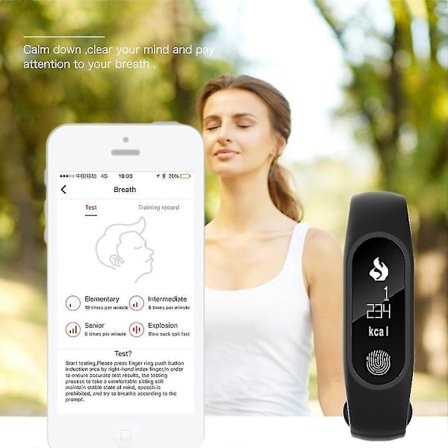 M2 Plus Sydänrytmin ja verenpaineen ranneke askelmittari