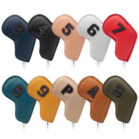 PU Lær Golf Jern Headcovers Tykk Syntetisk Vanntett Golf Jern Head Covers Golfkølle Headcover Sett Passer De Fleste Br