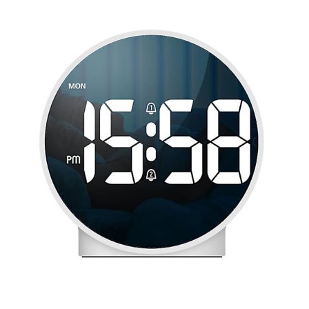 Liten digital väckarklocka LED skrivbordsreseelektronisk klocka dubbla larm snooze dimbar daginställning 12/24h veckodisplay 4 tum vit (ingen 