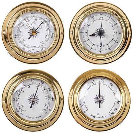 Analog værstasjon - barometer, termometer, hygrometer 4 deler