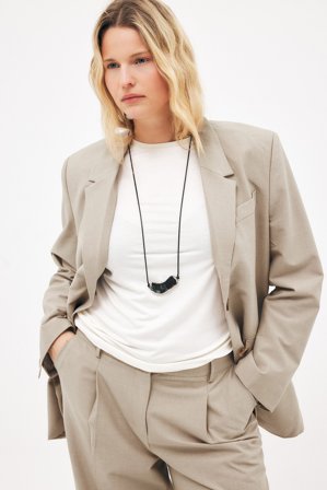 NA-KD Blazer oversize en tissu mélangé - Tenue de bureau - Beige - EU 34