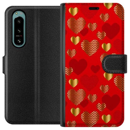 Yhteensopiva Lompakkokotelo Sony Sony Xperia 5 IV GoldenHearts