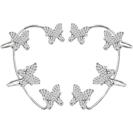 Zirkon Sommerfugl Øreringe Til Kvinder, Sommerfugl Øre Manchet Øreringe Sommerfugl Øre Wrap Crawler Climber Øreringe Til Ikke-Genborede Ører, Krystal 