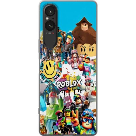 Kompatibelt Mobilskal till Sony Sony Xperia 10 VI Roblox Collage lekfullt och färgstarkt gamingmotiv med ikoniska karaktärer