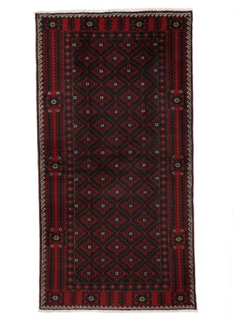 Beluch Vloerkleed Oosters Zwart/Donkerrood (Wol, Perzië/Iran)