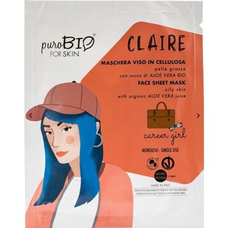 Purobio For Skin Claire Maschera Monouso Viso in Cellulosa Carrer