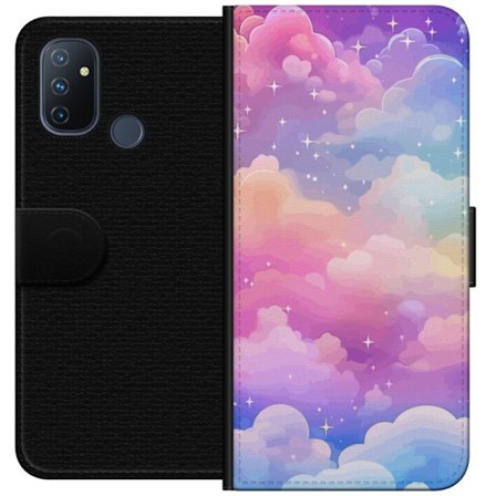 Kompatibelt Lommeboketui til OnePlus Nord N100 Søt enhjørning med regnbuefarget hår mot en stjernebelagt pastellbakgrunn i kawaii-stil