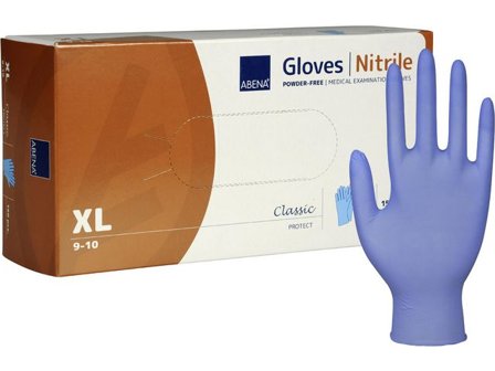 ABENA Nitrilhandske puderfri blå XL 150/fp - Lyreco - Skyddsutrustning - Engångshandskar - Nitrilhandskar