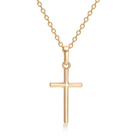 Gullkors halskjede med tynn gullkjede