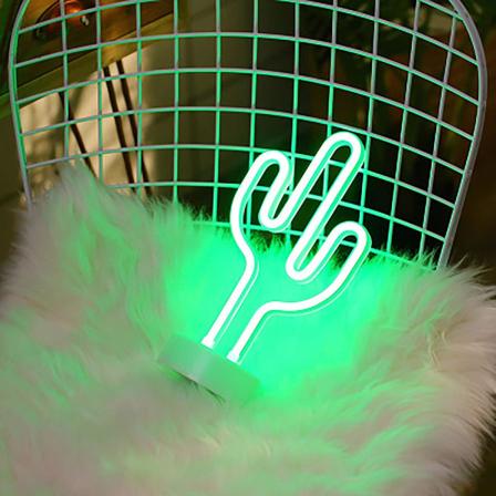 Neon Lysskilt-15*19,5cm, LED Kaktus Nattelys Nattelys Skilte, Neon USB/Batteridrevet Vægdekoration til Fest Fødselsdag, Børneværelse, Bryllup, C