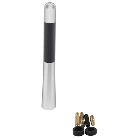 Universal 4,7" Kolfiber Kort Antenn Mast Bil AM/FM Radio Aluminium Svart Antenn Topp Ersättning (Silver)