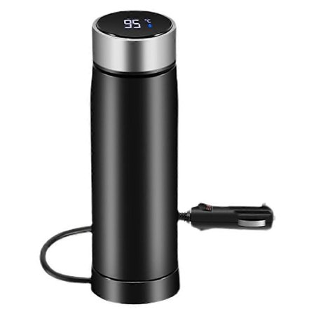 Smart Bilkokare med LED-Temperaturvisning Resekokare Uppvärmda Muggar Elektrisk Uppvärmningskopp för Bil (FMY)