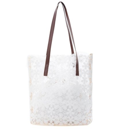 Fashion Lady Litterär Spets Ihålig Mångsidig Handväska Axelväska + Clutch