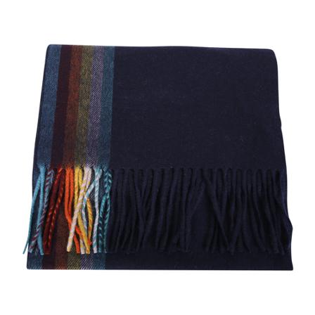 PS By Paul Smith, Cashmere scarf with striped detail by Paul Smith Blauw, Heren, Maat:ONE Size