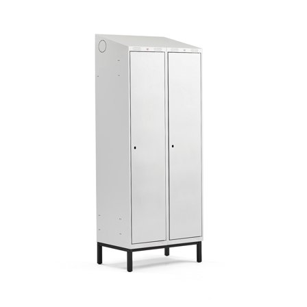 Kleiderspind CLASSIC mit Beingestell, 2 Module, 2100 x 800 x 550 mm, grau
