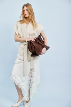 Premium Selection quadratische Wildleder-Tasche - Taschen - Braun - One Size