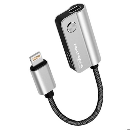 Lightning-adapter till Lightning iPhone/iPad/iPod Laddning + Ljud 14cm Akashi