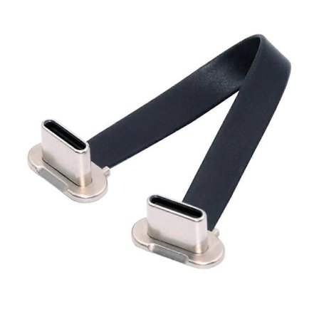 UC-170-0.07M 75mm Kulmattu USB-C - USB-C Ultra Slim Litteä USB2.0 Datakaapeli 65W Pikalatausjohto L [YJD]