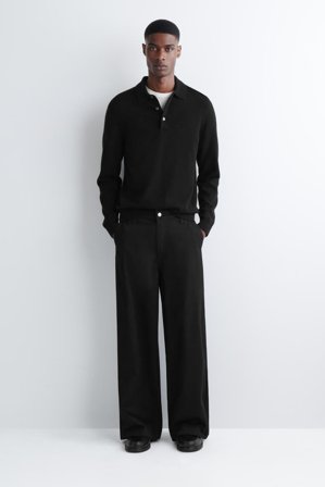COS Men's Wide Leg Denim Trousers in Black