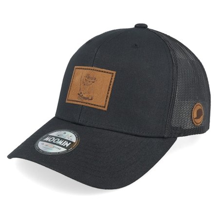 Moomin - Svart trucker Caps - Snufkin Engraved Patch Black Trucker @ Hatstore