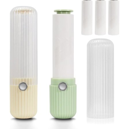 2 stk. Mini klesbørste, reise-klesbørste, ekstra klebrig bærbar klesbørste med deksel, fjerner av dyrehår med 5 refill (gul+grønn)