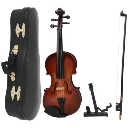 Pieni puinen viulumalli, miniatyyrinen musiikki-instrumenttimalli, koristeet lahjapakkauksella