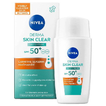 NIVEA Ansiktskräm Derma Skin Clear Daily UV Fluid SPF50+ Dagcreme Dam 40 ML