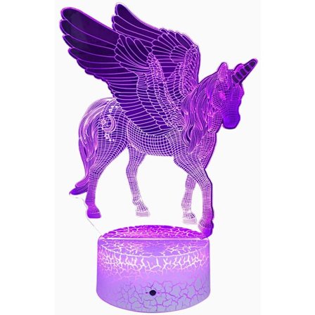 Enhjørning nattlys jente bursdagsgave, 3D Novelty Unicorn lampe 16 farger fjernkontroll LED nattbelysning lampe, jenter rom dekor lys