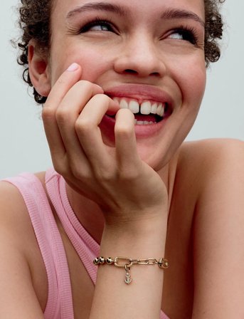 Pandora Anchor 14K Gold-Plated Mini Dangle With Clear Cubic Zirconia - Gold - ONE SIZE