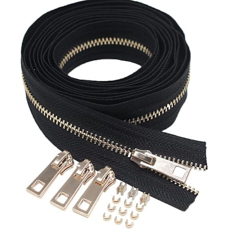 #3 Guld Metall Blixtlås Per Meter Bulk 5 Meter + 10 st Dragkedjor För Sömnad, Väskor, Handväskor, Plånböcker, Handväskor, Hantverk, Dekoration (guld 5