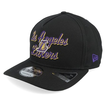 New Era - NBA Zwart adjustable Cap - Los Angeles Lakers 9FIFTY Chainstitch Black A-Frame Adjustable @ Hatstore