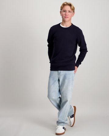 Jack & Jones JPRBLAMILANO STITCH KNIT CREW NECK Blå Genser Gutt - Kids Brand Store