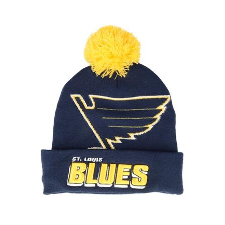 Mitchell & Ness - NHL Modrá pom Beanie - St. Louis Blues Punch Out Knit Blue Pom @ Hatstore