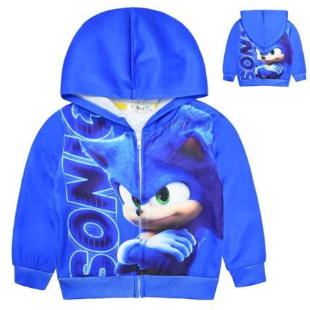 Lasten Sonic Print Blue vetoketjullinen huppari Talvi Outdoor Boys Girl 120cm