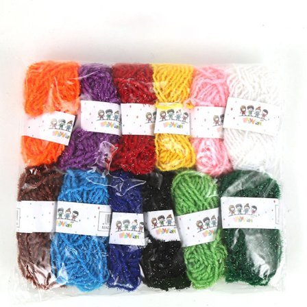 12 Färger Glitter Mjölk Bomullsgarn Nystan - Mjukt 5-trådigt Garn för Handstickning Virkning DIY Hantverk