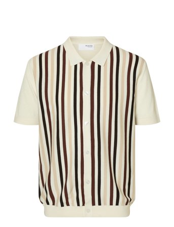 Selected | Slhmattis Ss Knit Stripe Polo Cardigan | L